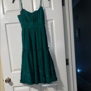 Chic Teal Spaghetti Strap Midi Dress